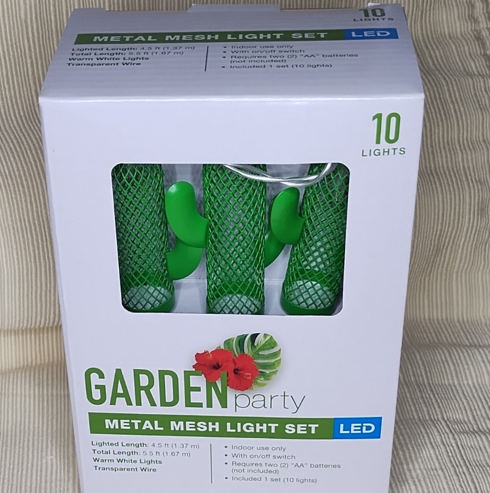 Green Metal Cactus Garden Party string Lights